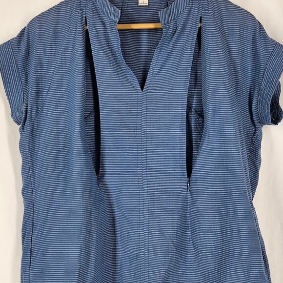 LOYAL HANA BLUSH BLUE SHORT-SLEEVE NURSING SHIRT – 100% COTTON, SIZE SMALL - Picture 3 of 10